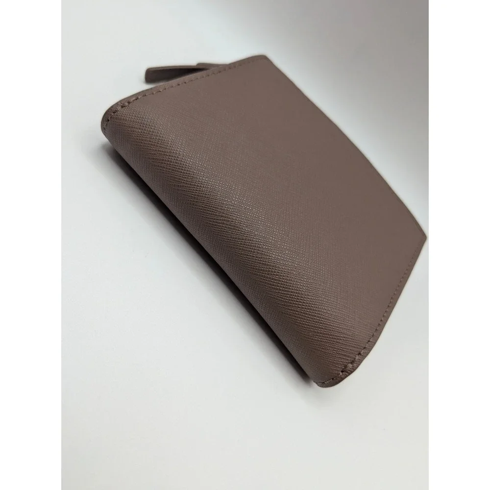 Kate Spade Bifold Wallet Small Taupe Light Mauve Gold Accents Hardware Logo